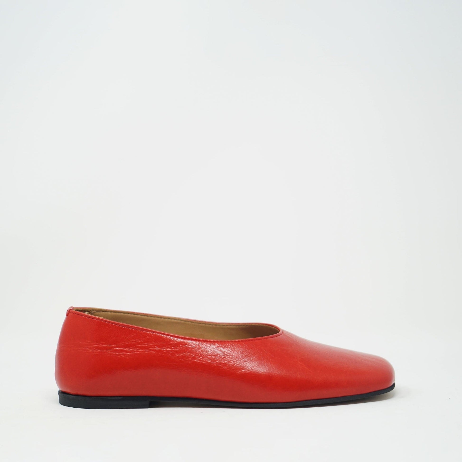 Alohas Edie Red Leather Ballet Flats SHOES  - ZIGZAG Footwear