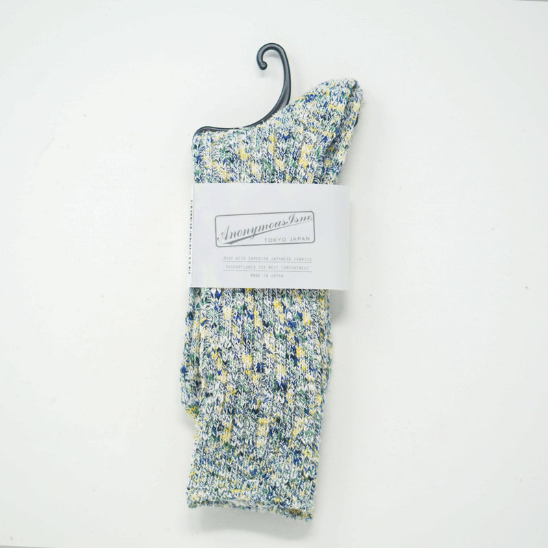 Anonymous Ism Homespun Art Crew Indigo M Socks  - ZIGZAG Footwear