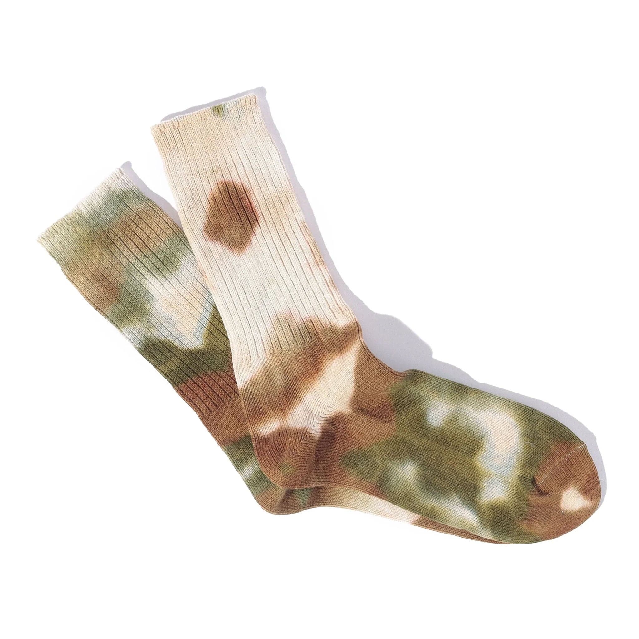 Anonymous Ism Tie Dye Crew Socks Brown Socks  - ZIGZAG Footwear