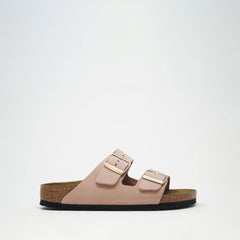 Birkenstock-Arizona Narrow Footbed Nubuck Leather Soft Pink SANDALS  - ZIGZAG Footwear