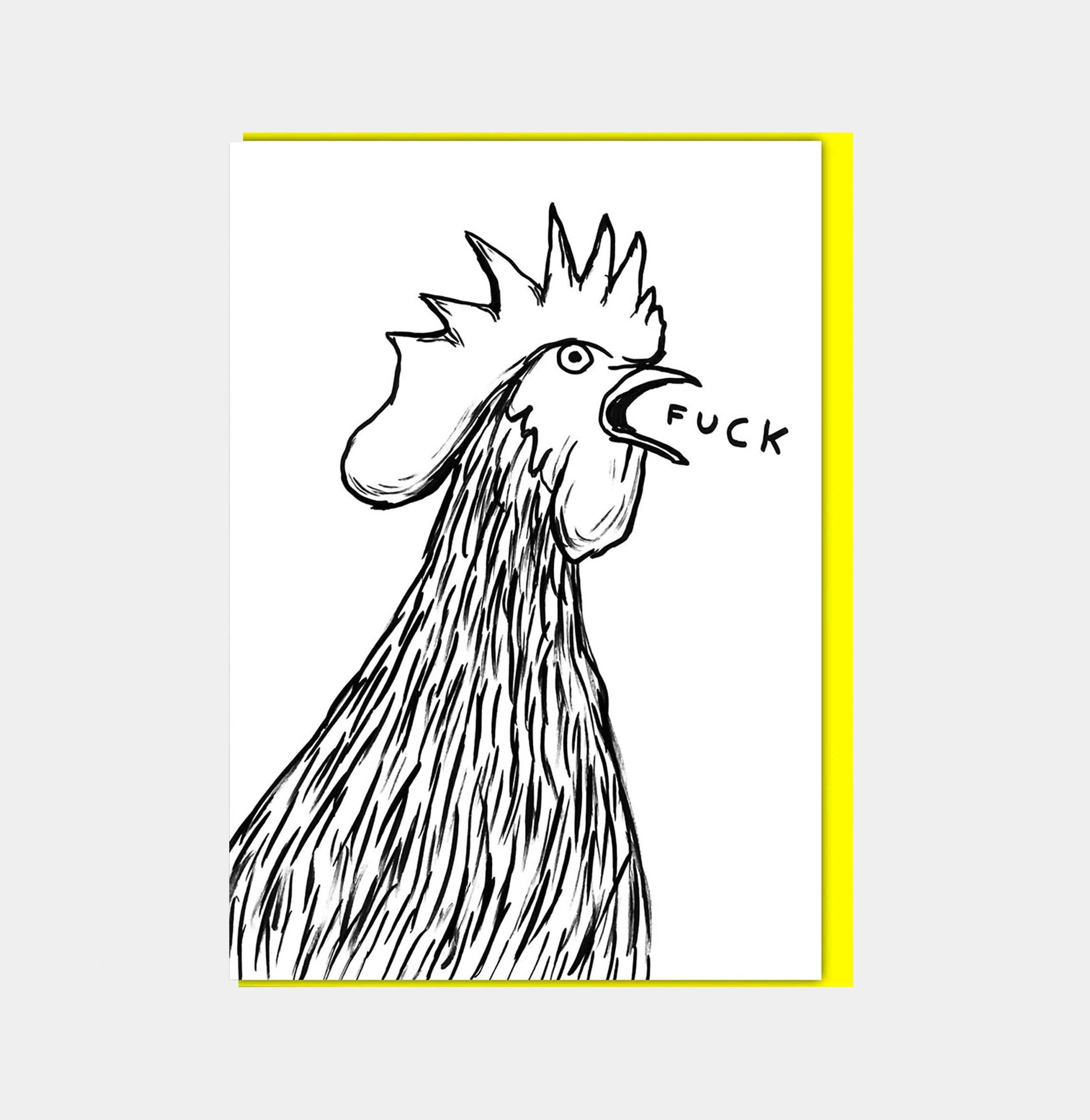 David Shrigley Funny Greetings Card Cockerel Fuck GREETINGS CARDS  - ZIGZAG Footwear