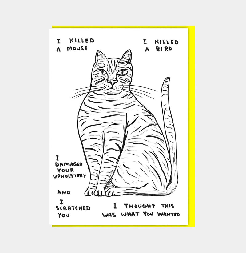 David Shrigley Funny Greetings Card I Killed A Mouse GREETINGS CARDS  - ZIGZAG Footwear