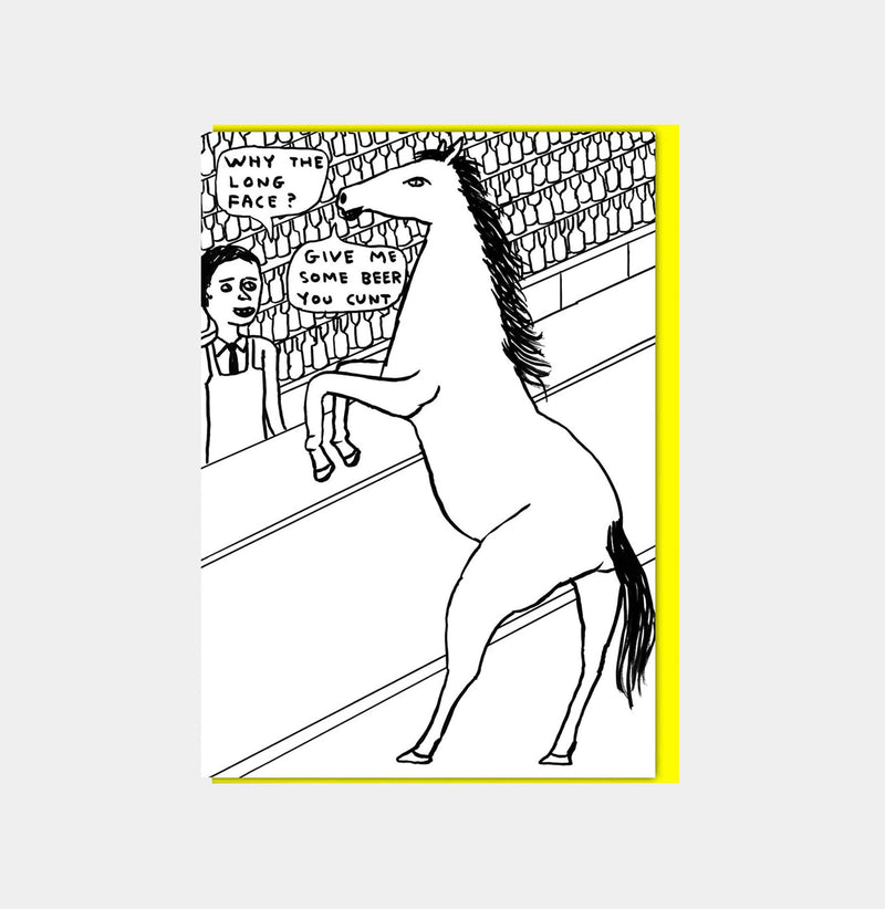 David Shrigley Funny Greetings Card Why Long Face GREETINGS CARDS  - ZIGZAG Footwear