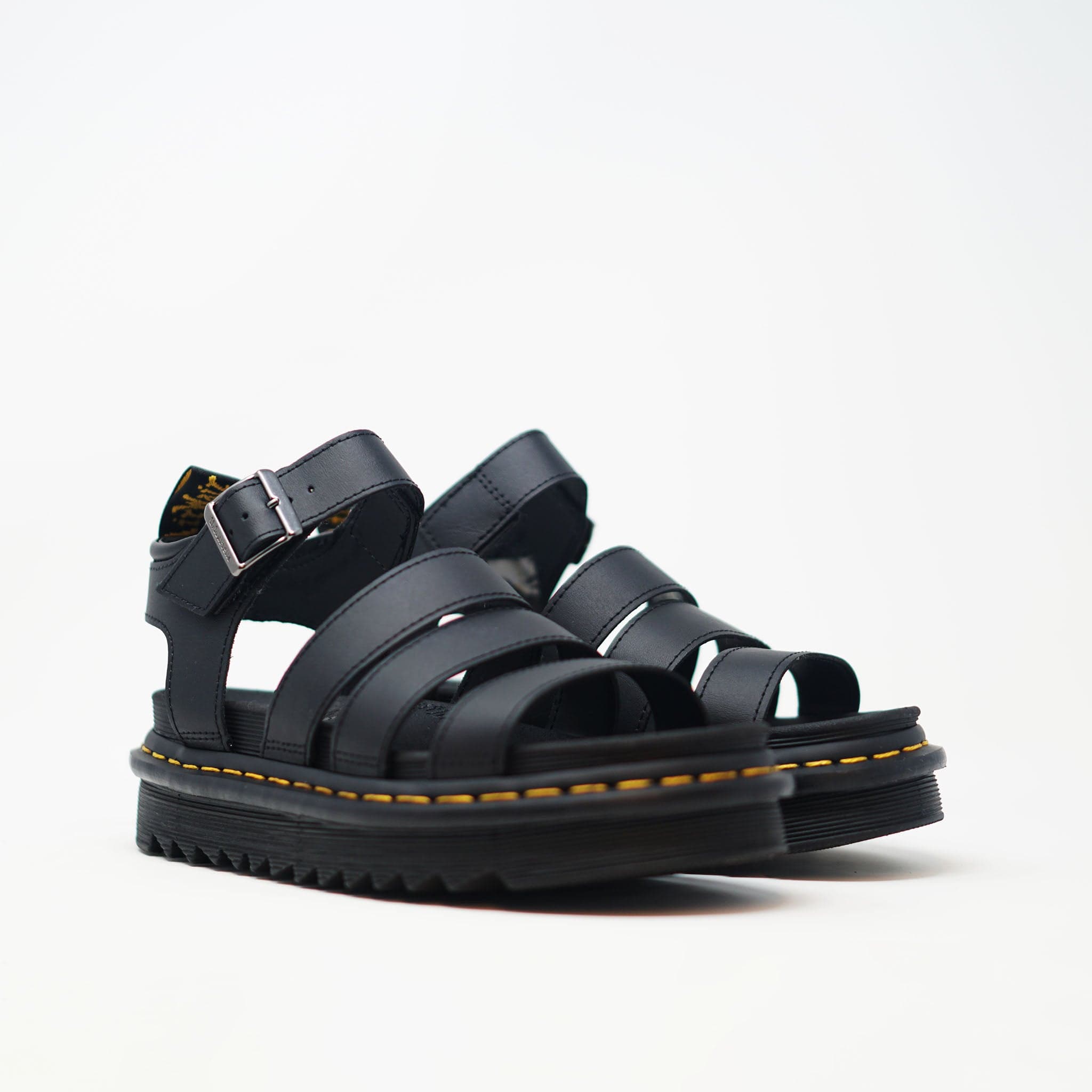 Dr Martens Blaire Hydro Leather Strap Sandals - Black SANDALS  - ZIGZAG Footwear