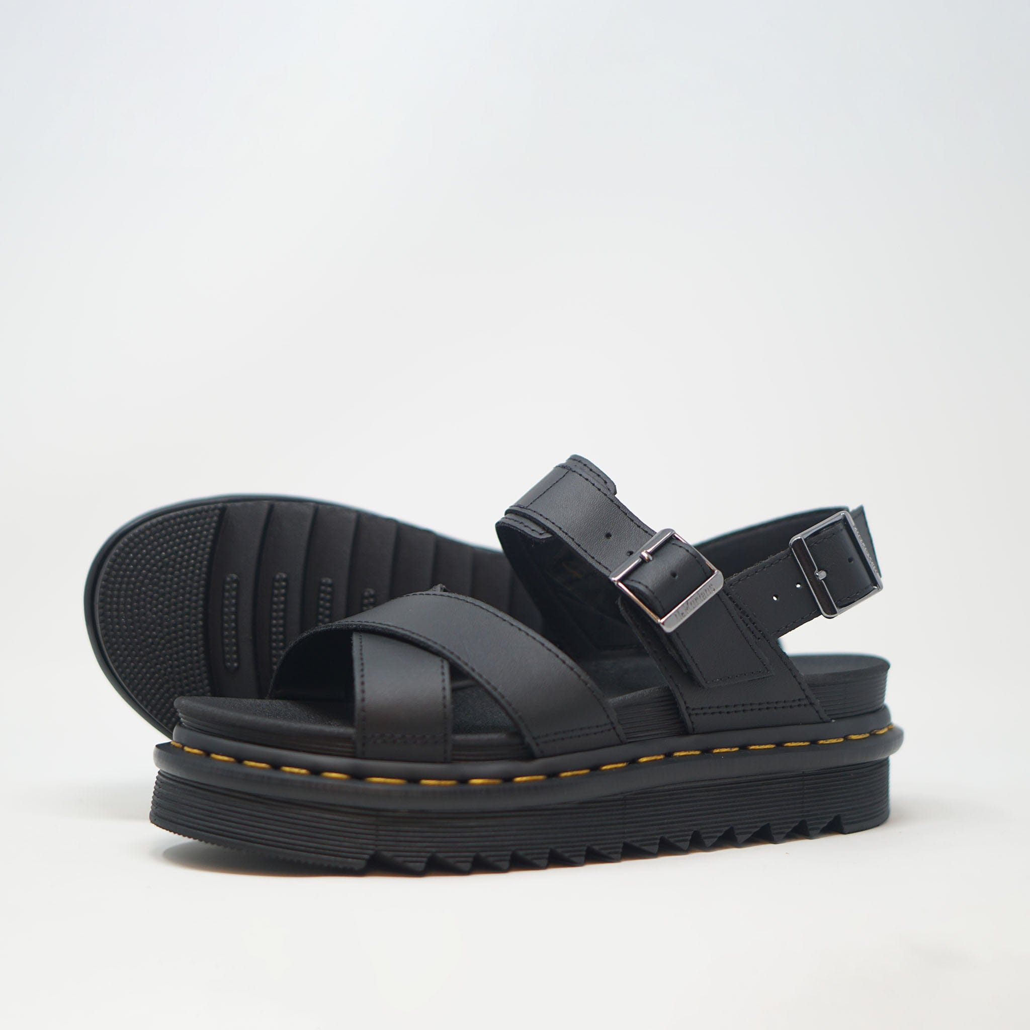 Dr Martens Voss II Leather Strap Sandals - Black SANDALS  - ZIGZAG Footwear