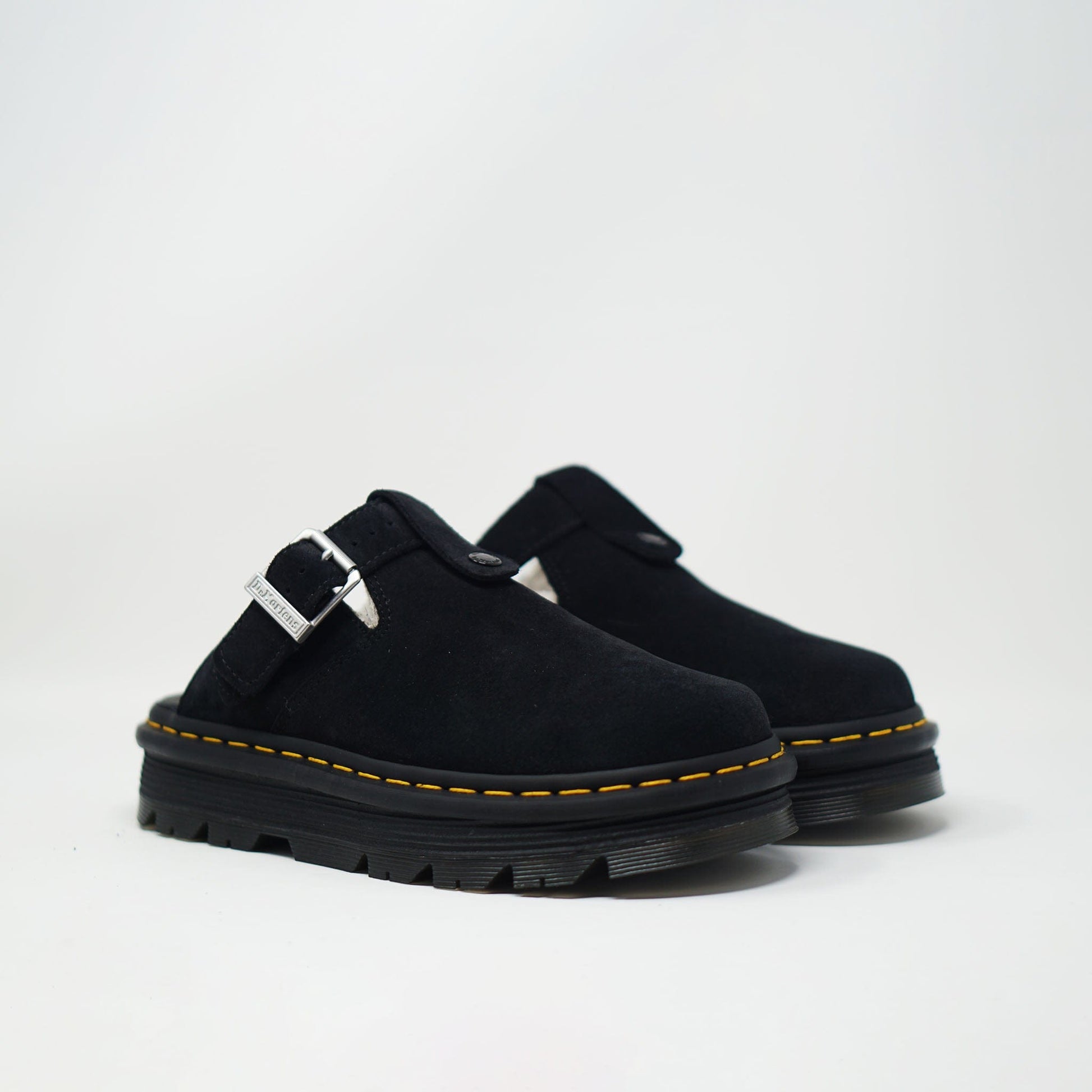 Dr Martens Zebzag Black Bronx Suede Fleece Lined Slingback Platform Mule SANDALS  - ZIGZAG Footwear