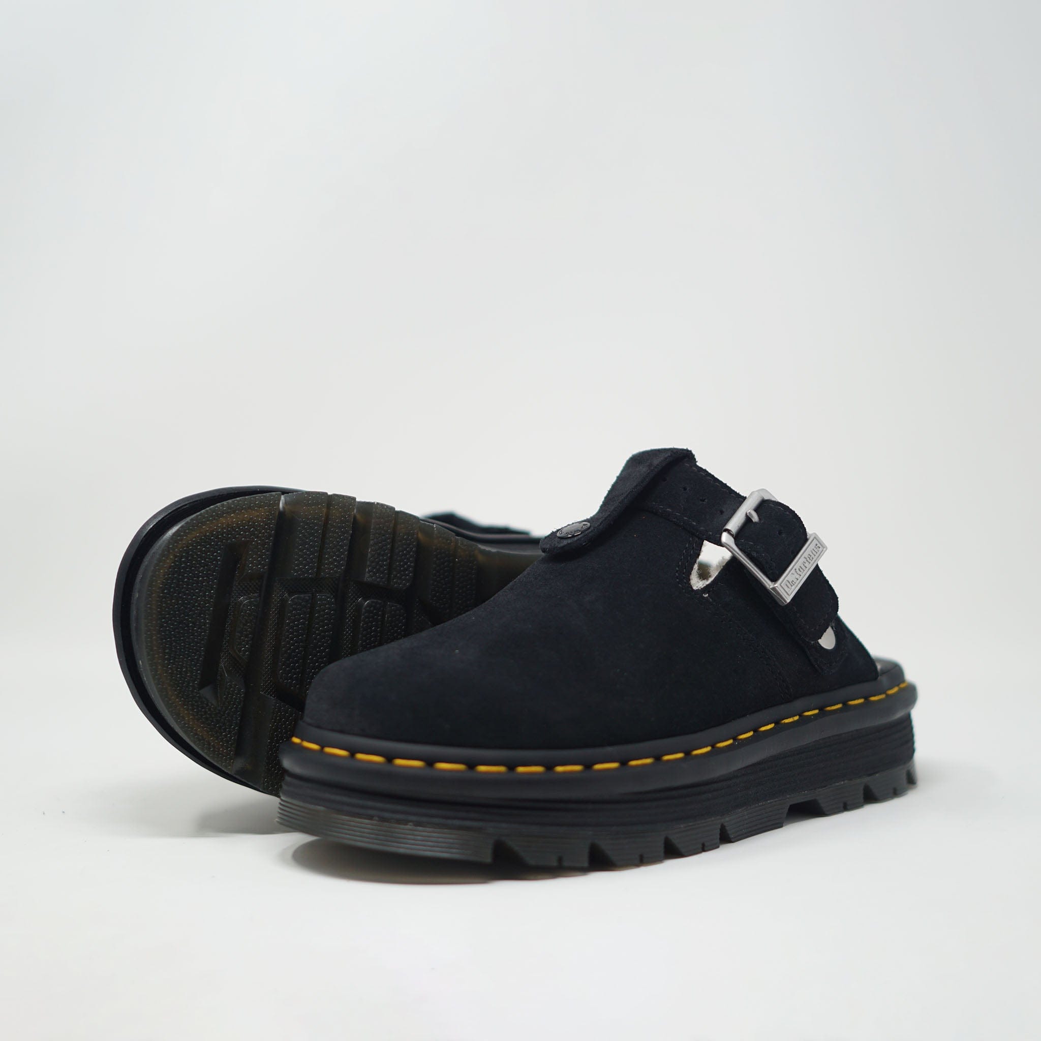 Dr Martens Zebzag Black Bronx Suede Fleece Lined Slingback Platform Mule SANDALS  - ZIGZAG Footwear