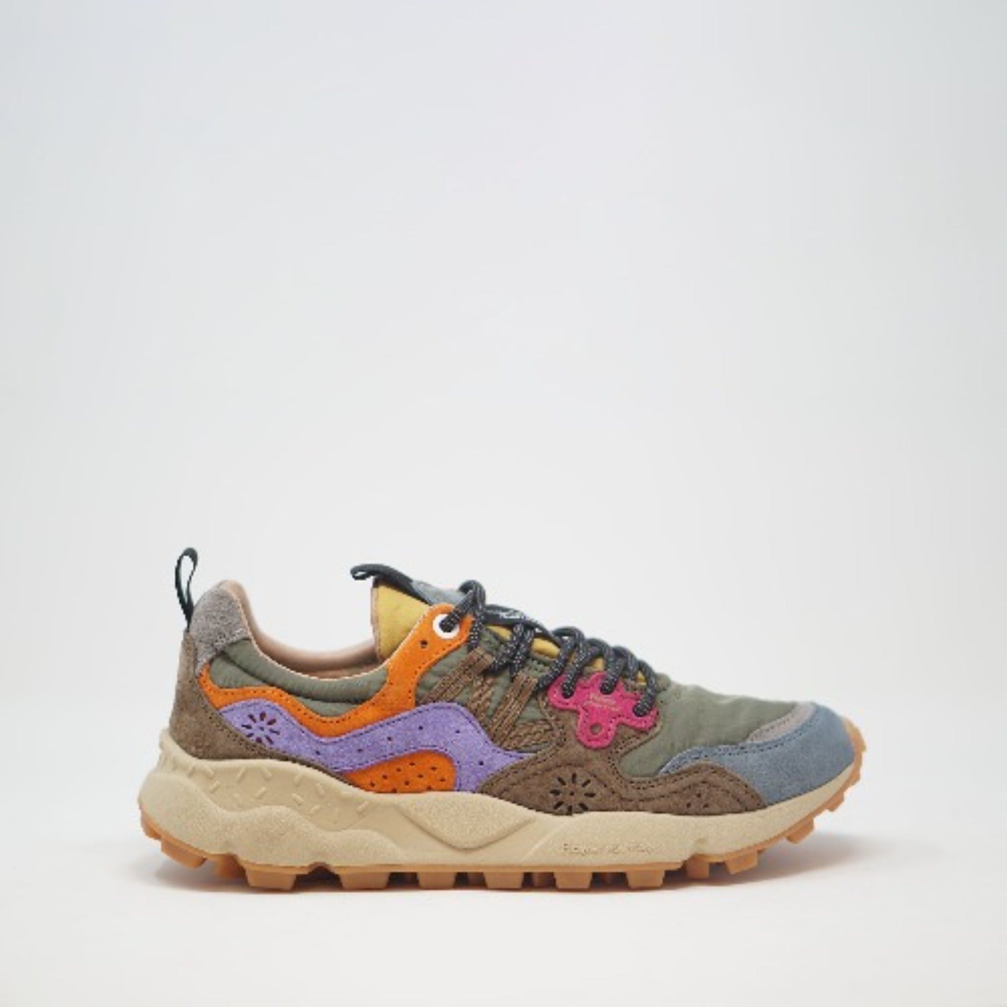 Flower Mountain U Yamano 3 Suede / Nylon Kaki Multi P TRAINERS  - ZIGZAG Footwear