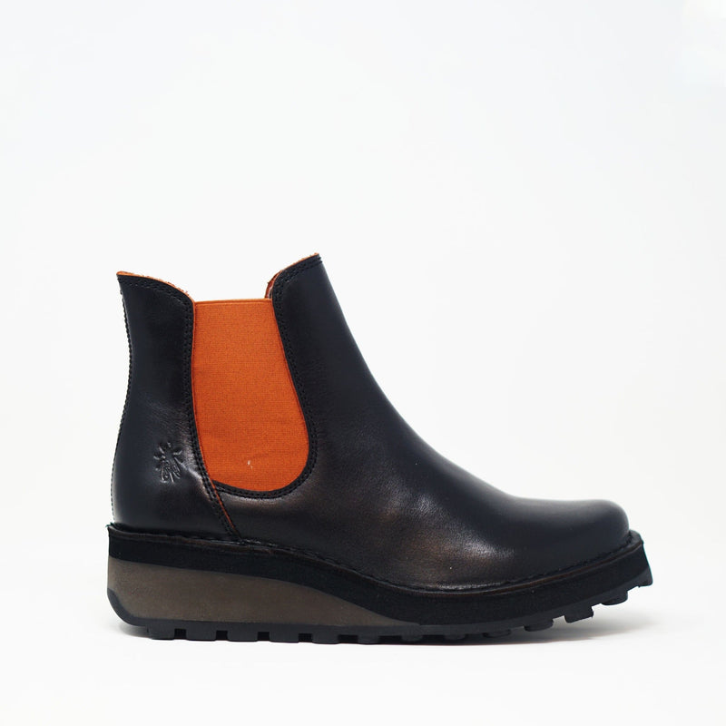 Fly London Huud Leather Boots Black Red BOOTS  - ZIGZAG Footwear