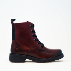 Fly London RAGI Leather Ankle Boots Wine BOOTS  - ZIGZAG Footwear