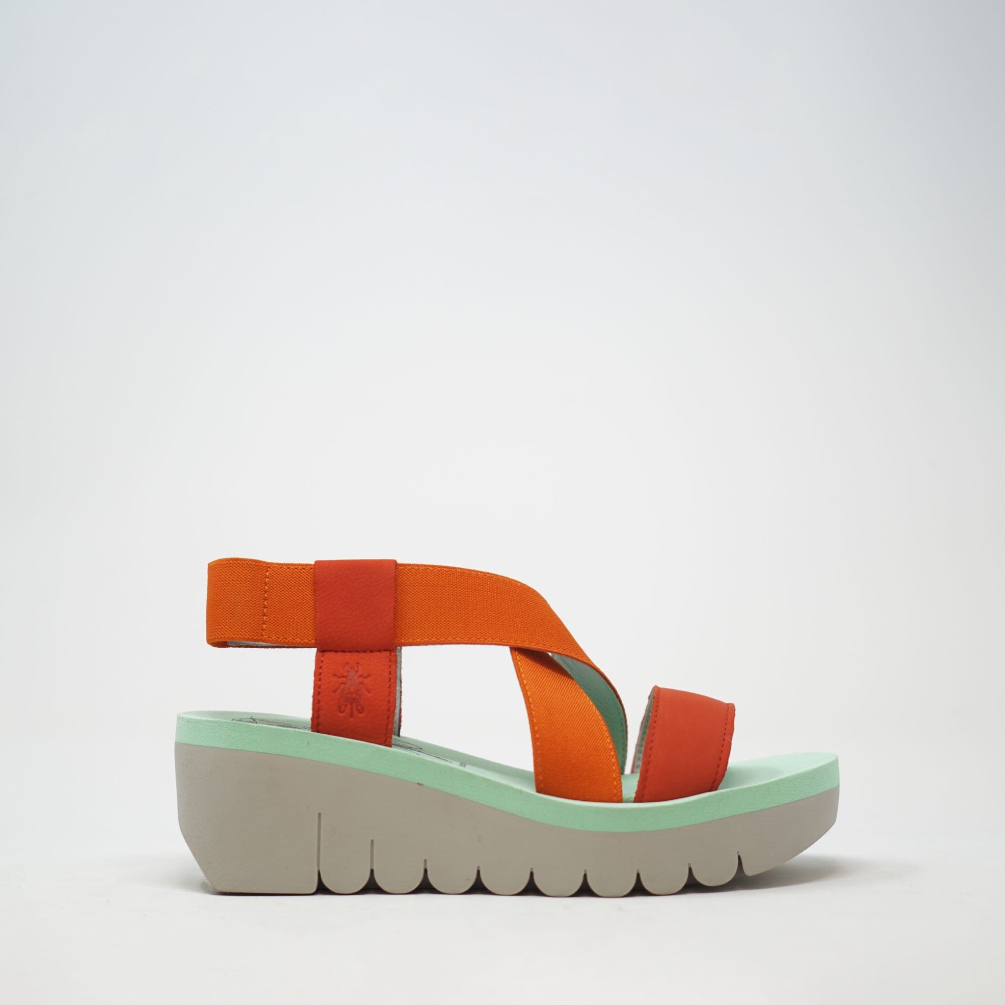 Fly London Yabi Cupido Wedge Sandal Devil Red - Orange - Spearmint SANDALS  - ZIGZAG Footwear