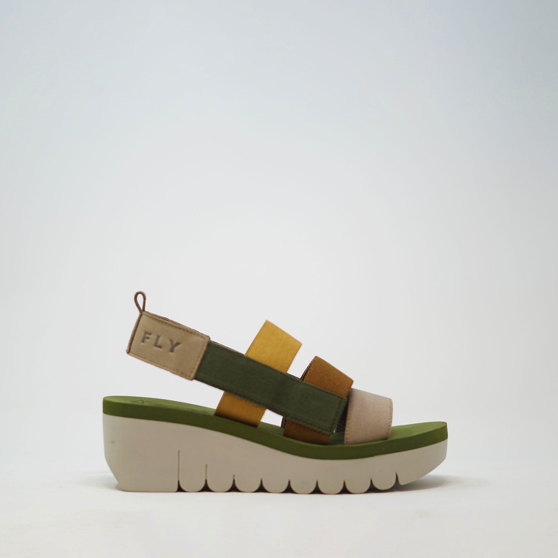 Fly London Yere Cupido Wedge Sandal Cloud - Multicolour - Army Green SANDALS  - ZIGZAG Footwear