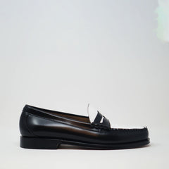 G.H.Bass Weejuns Heritage Larson Moc Penny Loafer Black & White Leather SHOES  - ZIGZAG Footwear