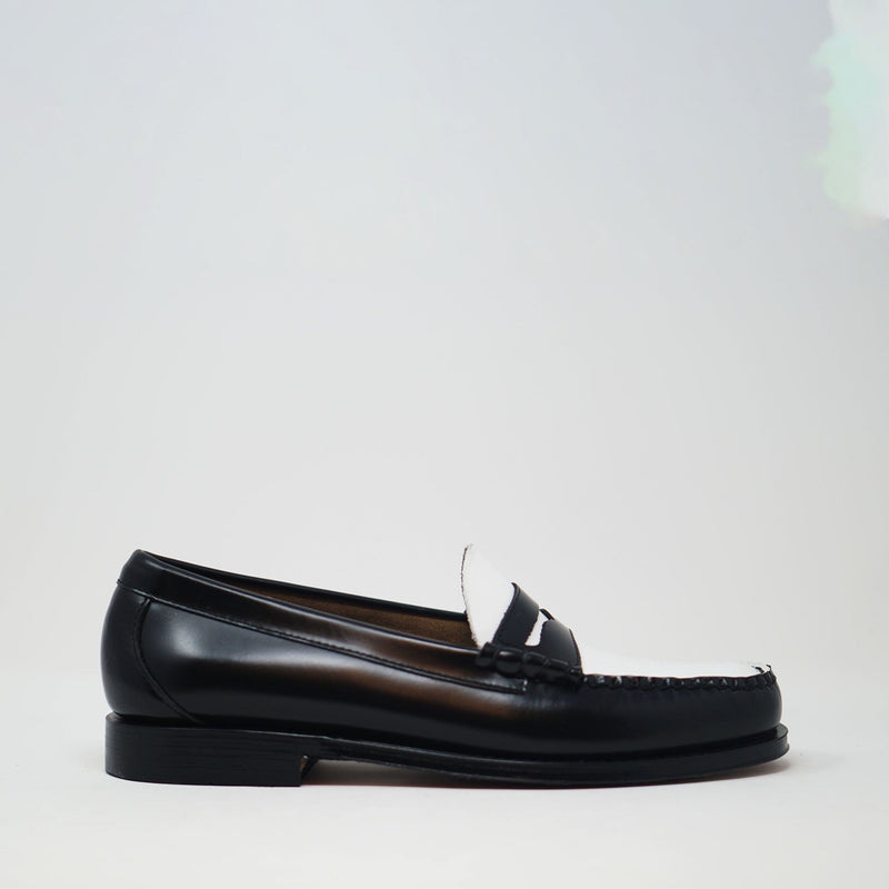 G.H.Bass Weejuns Penny Loafers Black & White Leather SHOES  - ZIGZAG Footwear