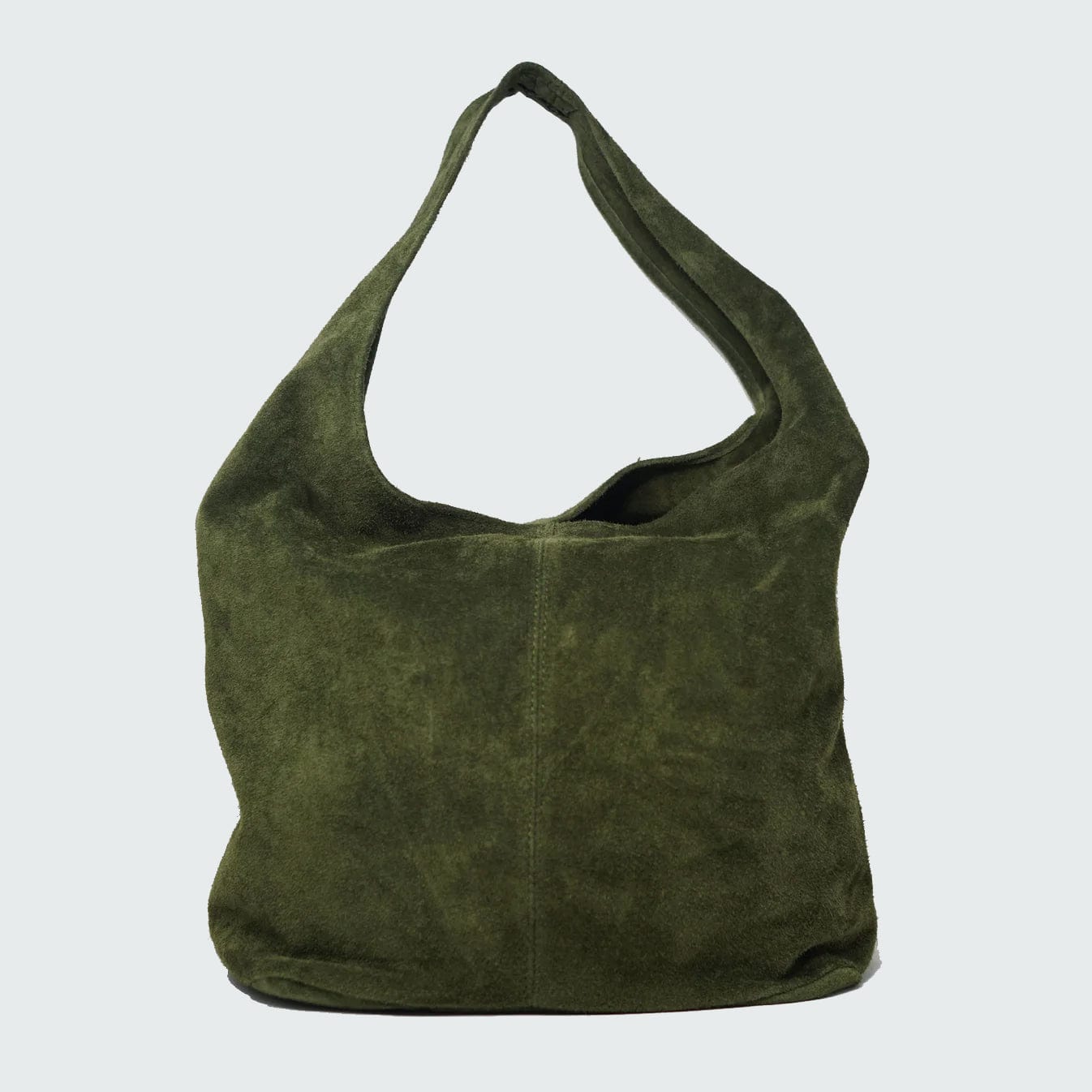 Italian Leather Large Suede Shoulder Bag - Olive BAGS  - ZIGZAG Footwear