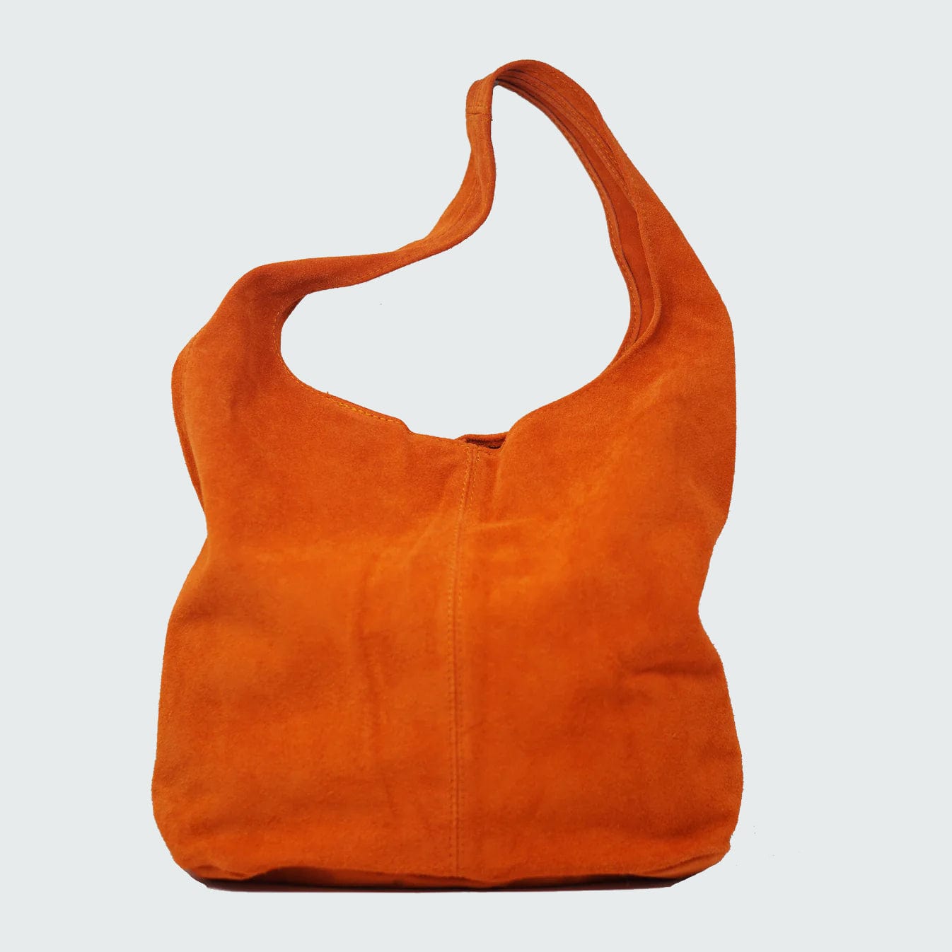 Italian Leather Large Suede Shoulder Bag - Orange BAGS  - ZIGZAG Footwear