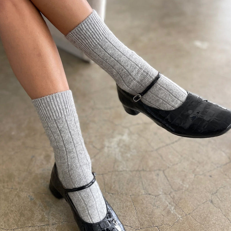 Le Bon Shoppe Classic Cashmere Socks Grey Melange Socks  - ZIGZAG Footwear