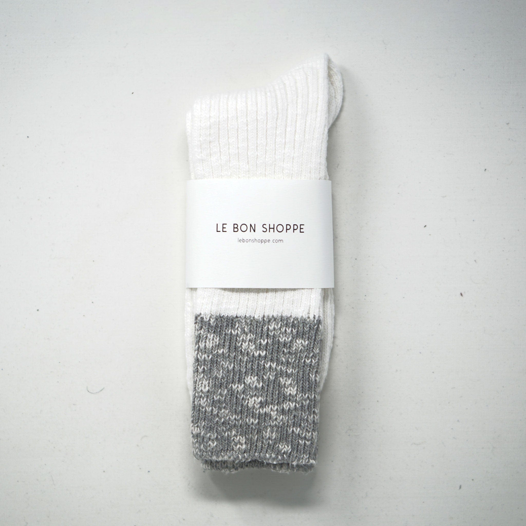 Le Bon Shoppe Colour Block Cottage White Linen/Heather Grey Socks  - ZIGZAG Footwear