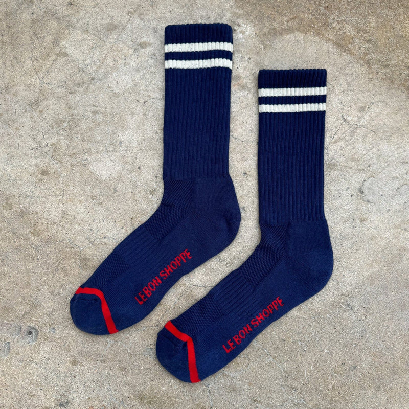 Le Bon Shoppe Extended Boyfriend Socks Navy Socks  - ZIGZAG Footwear