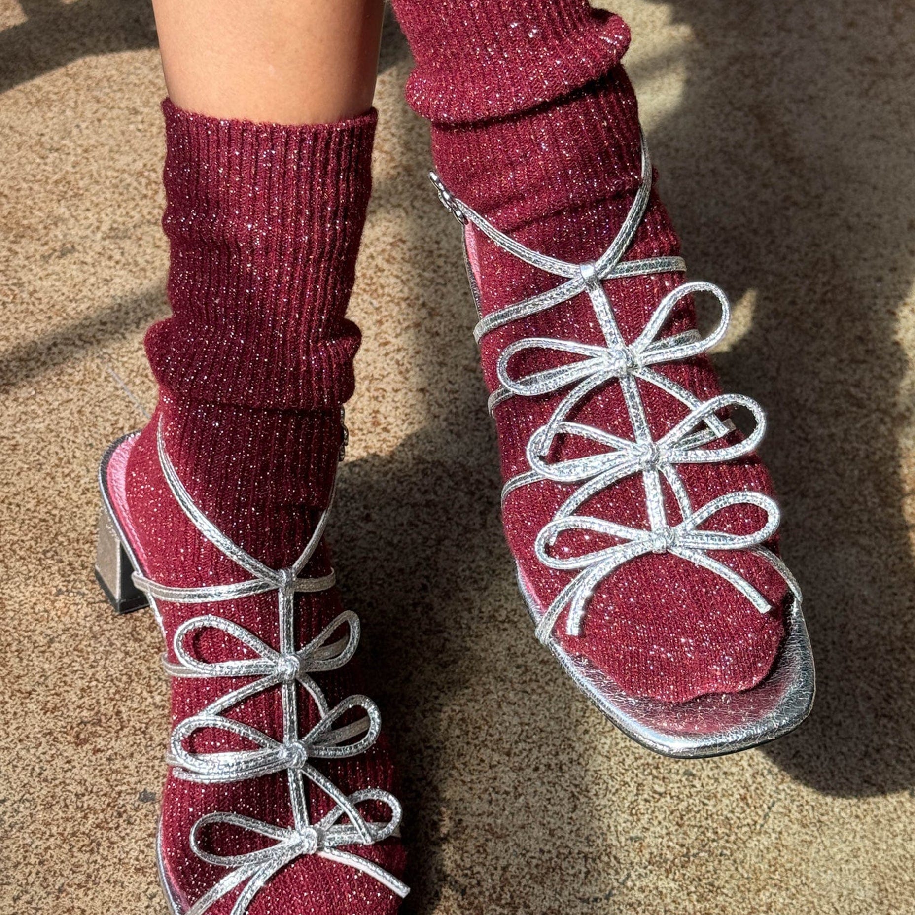 Le Bon Shoppe Winter Sparkle Socks Wine Socks  - ZIGZAG Footwear