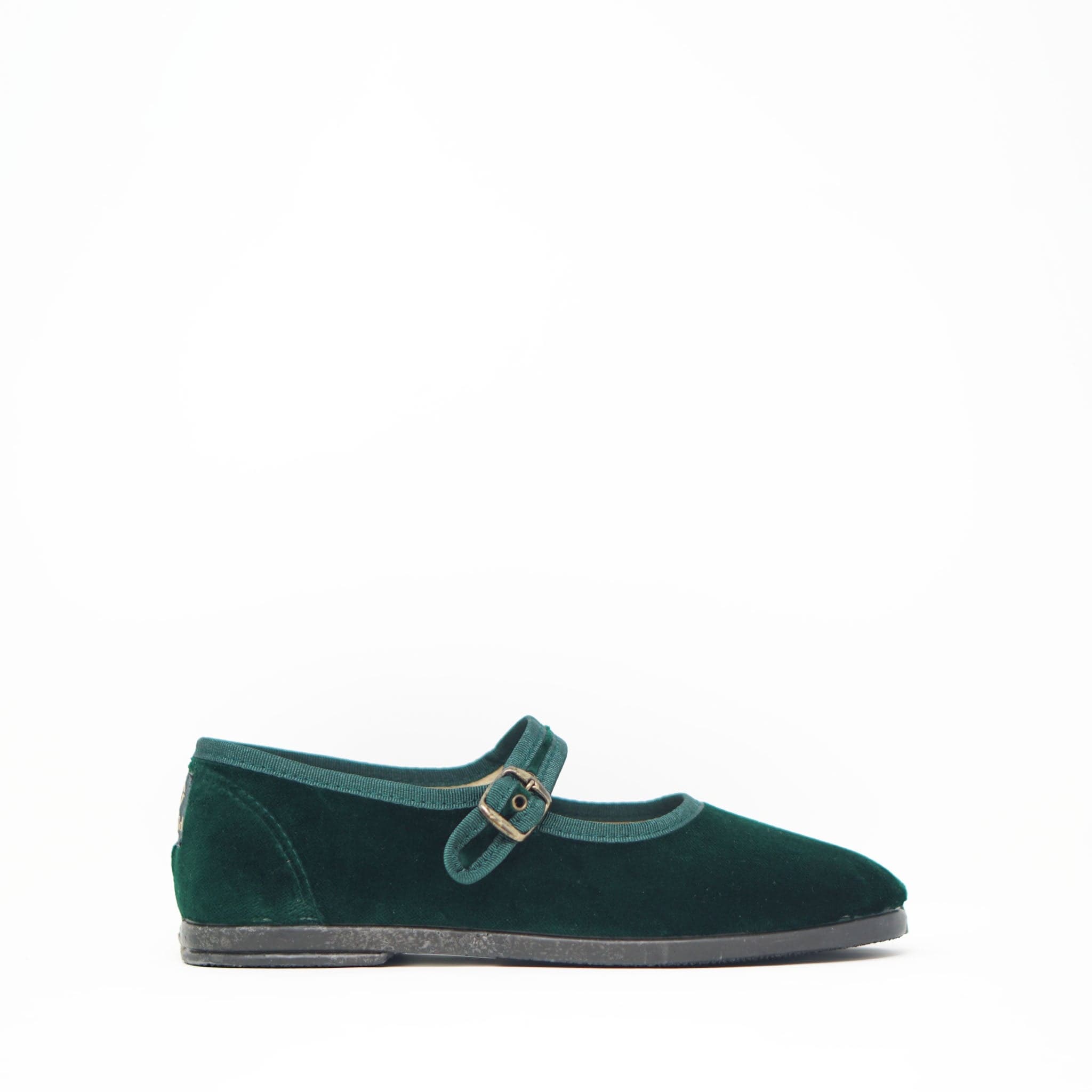 Natural World 8997 Velvet Mary Jane Dark Green