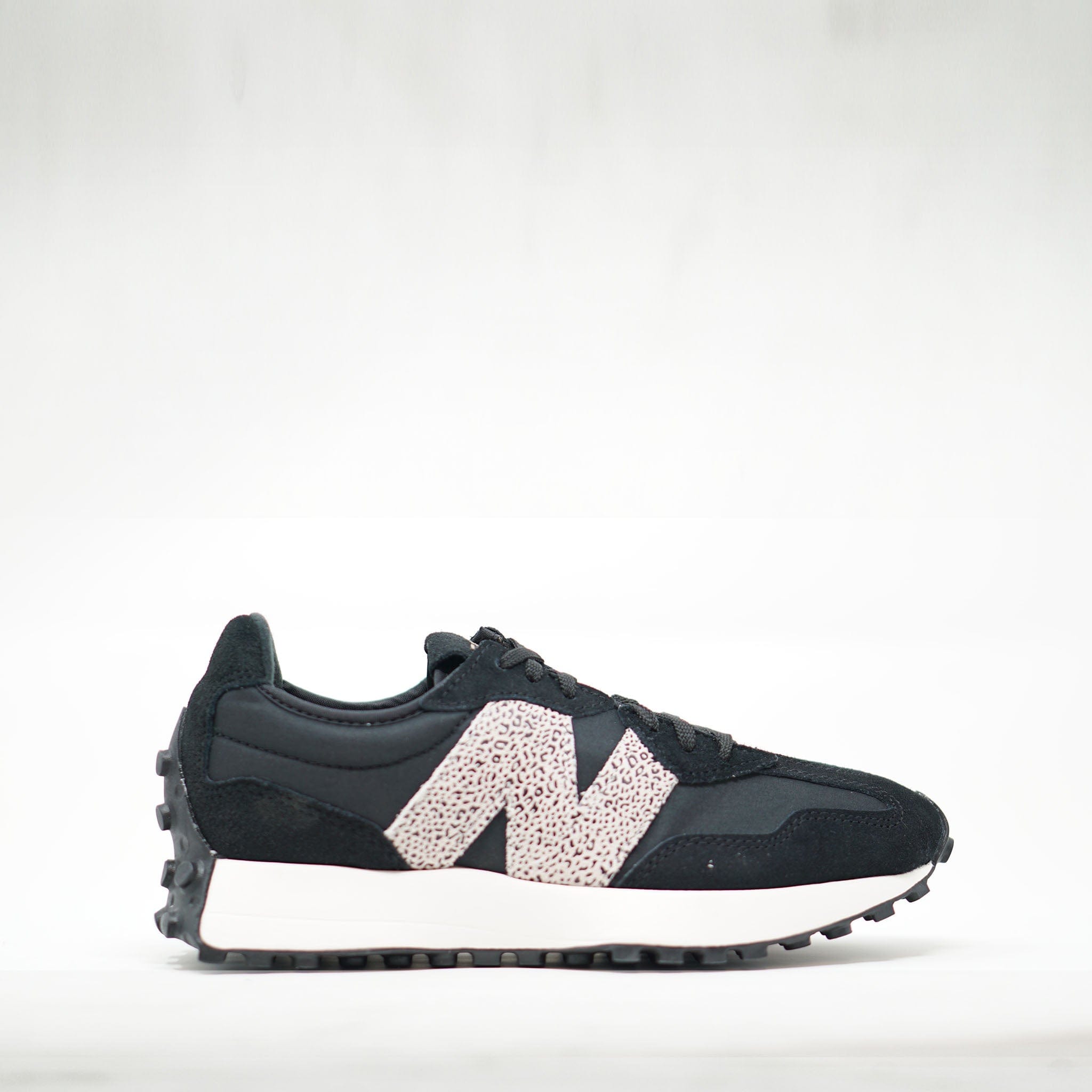 New Balance WS 327 PH Black Sea Salt Animal Print TRAINERS  - ZIGZAG Footwear