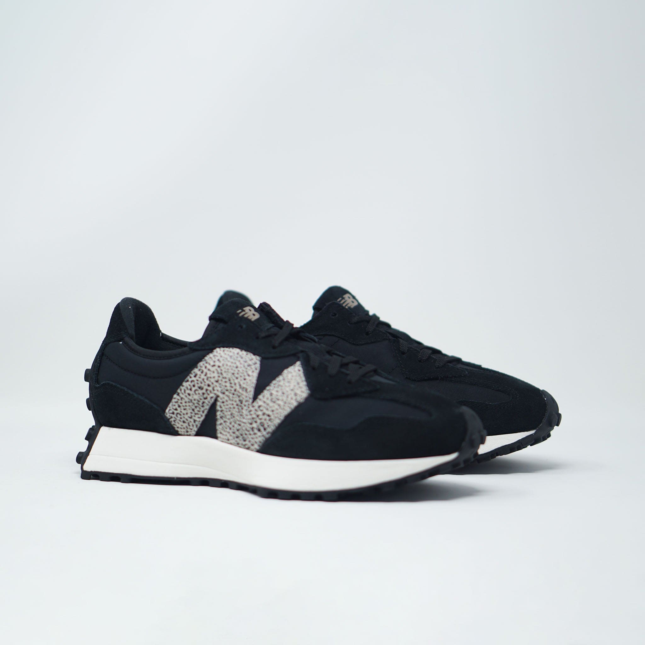 New Balance WS 327 PH Black Sea Salt Animal Print TRAINERS  - ZIGZAG Footwear