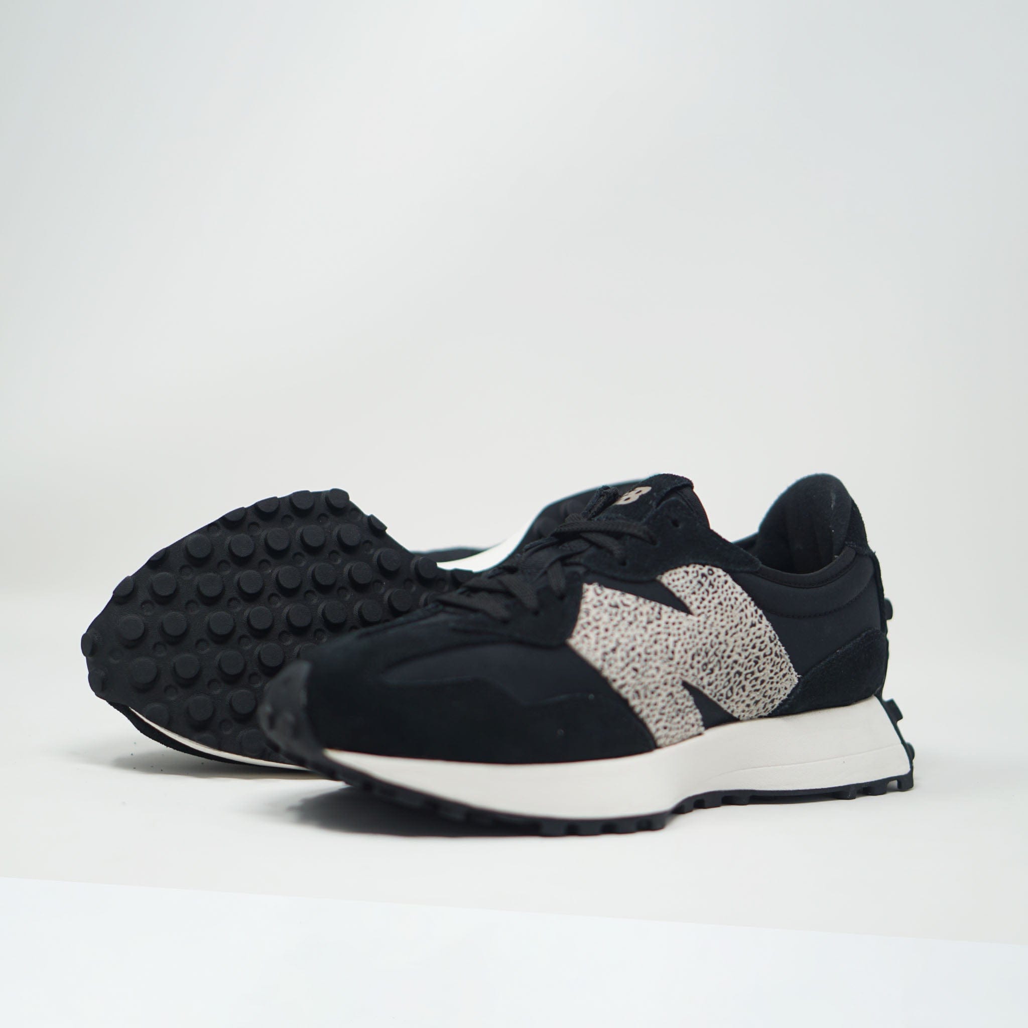 New Balance WS 327 PH Black Sea Salt Animal Print TRAINERS  - ZIGZAG Footwear