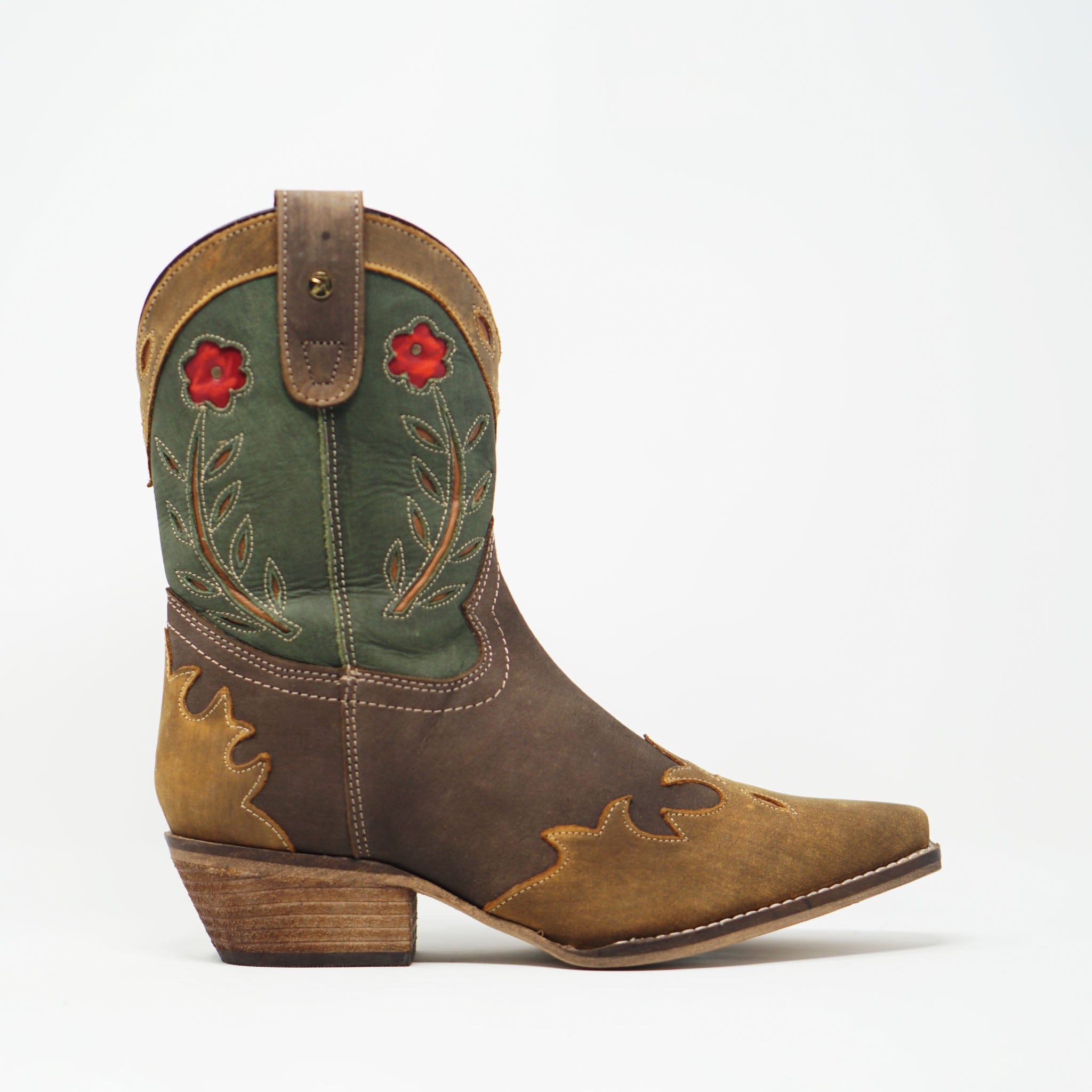 Ravel Judds Tan & Green Leather Cowboy Boots BOOTS  - ZIGZAG Footwear