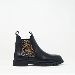 Tamaris Leather Ankle Boot Black Leopard BOOTS  - ZIGZAG Footwear