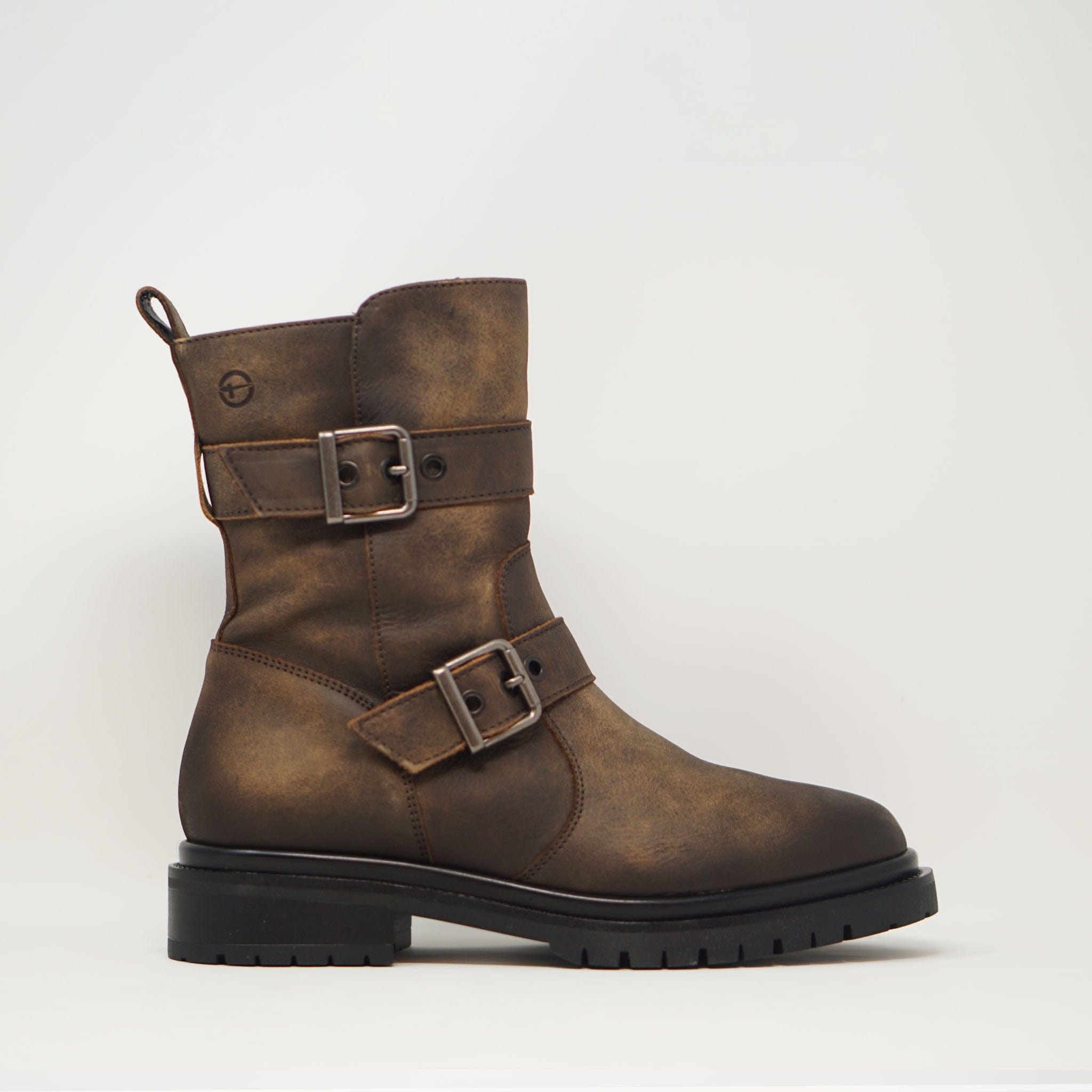 Tamaris Leather Buckle Boot Rich Brown