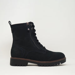 Tamaris Leather Lace Up Boot Navy Suede BOOTS  - ZIGZAG Footwear