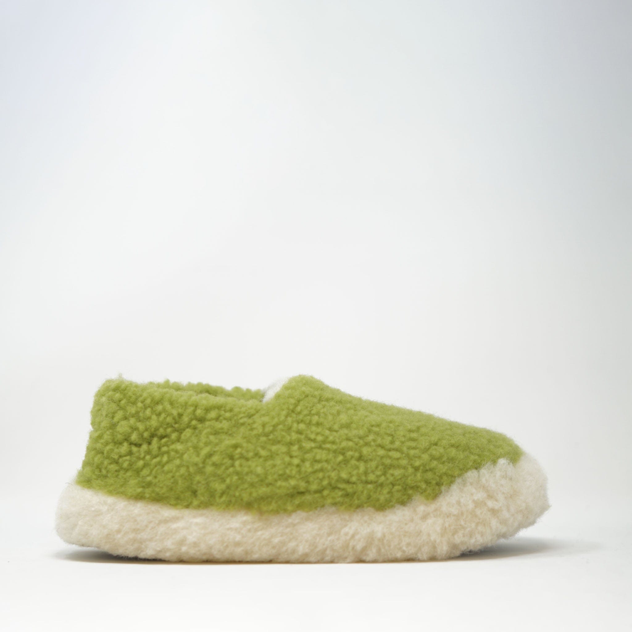 Yoko  Wool Siberian Slipper Pea Green SLIPPERS  - ZIGZAG Footwear