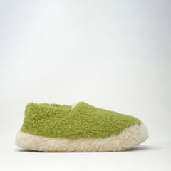 Yoko  Wool Siberian Slipper Pea Green SLIPPERS  - ZIGZAG Footwear