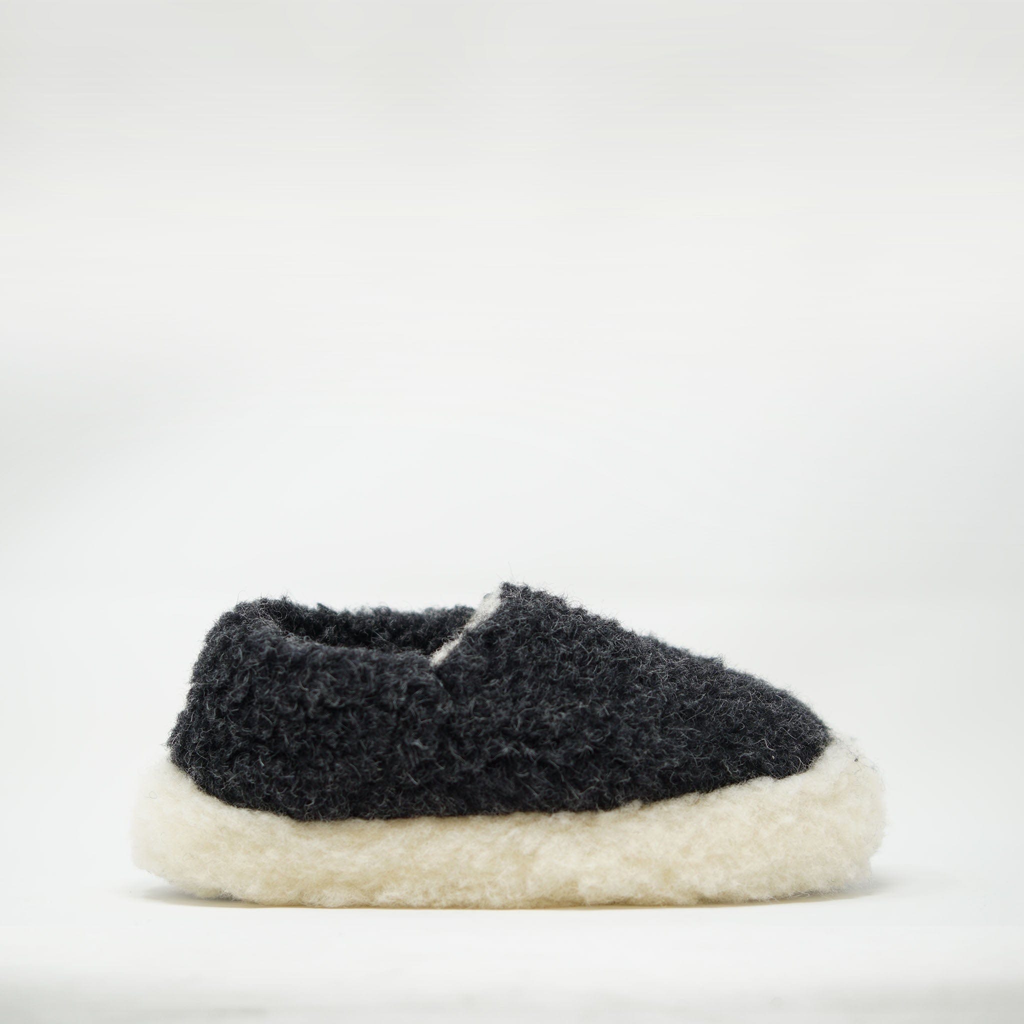 Yoko Wool Siberian Black SLIPPERS  - ZIGZAG Footwear