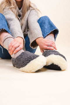 Yoko-Wool-Siberian-Graphite SLIPPERS  - ZIGZAG Footwear